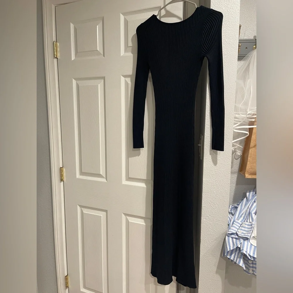 Abercrombie & Fitch Black Ribbed Maxi Stretchy Dress